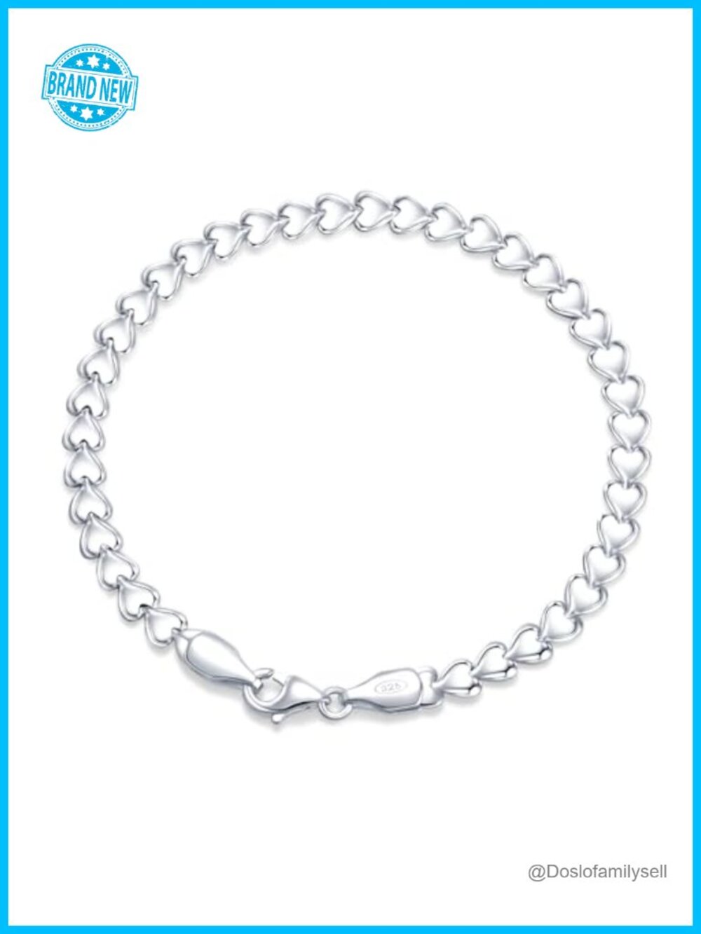 Dainty Sterling Silver Heart Friendship Bracelet Stackable Minimalist